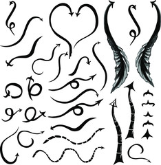 set of arrows, freehand brushpen illustration