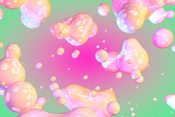 Abstract texture or background of colorful glossy soap interference like liquid or slime with gradient - soft focus 3D illustration of background design template