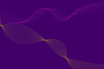 Vector graphics Wave wave swaying Purple and yellow Purple background Suitable for technology backgrounds Brand decoration