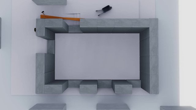 3D image of the frame roof of the house