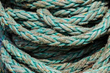 Wicker ropes for technicians shot closeup background.