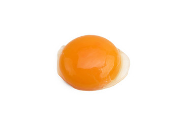 Egg yolk isolated on white background. Close up