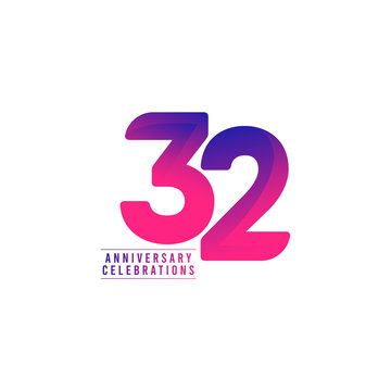 32 Years Anniversary Celebrations Vector Template Design Illustration
