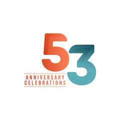 53 Years Anniversary Celebrations Vector Template Design Illustration