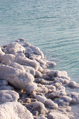 Dead Sea salt deposits stones white crystals  