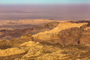 Mountains in Jordan and the Sik Gorge district near the ancient city of Petra.