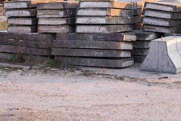 construction, gray concrete slabs closeup