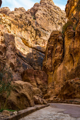 Ancient abandoned rock city of Petra in Jordan tourist attraction 