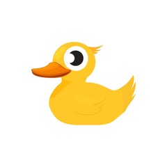 Yellow rubber duck. Cartoon cute ducky for bath