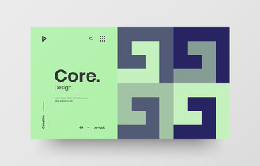 Creative horizontal website screen part for responsive web design project development. Abstract geometric pattern banner layout mock up. Corporate landing page block vector illustration template.