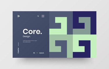 Creative horizontal website screen part for responsive web design project development. Abstract geometric pattern banner layout mock up. Corporate landing page block vector illustration template.