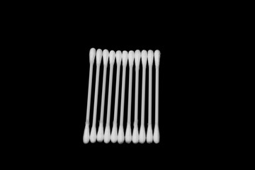 Cotton sticks isolated on the black background