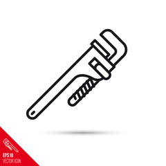 Fototapeta premium Plumbing pipe wrench vector line icon