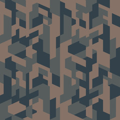 Geometric camouflage seamless pattern. Vector illustration for printing on cloth, textile, wallpaper, paper, wrapper. Isometric  camo background in urban style.