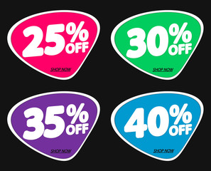 Set Sale tags, discount banners design template, app icons, vector illustration