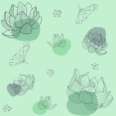 seamless pattern with water lily flower 