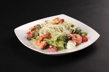 Caesar salad with shrimp