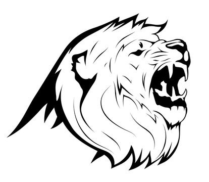 lion roaring outline