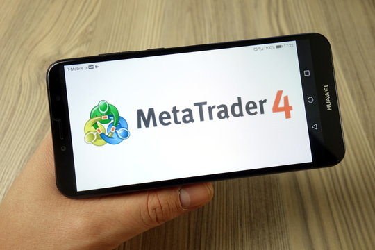 KONSKIE, POLAND - November 24, 2019: MetaTrader 4 logo on mobile phone