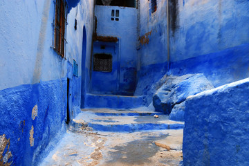 The blue city of Chefchaouen in Morocco. Architecture, views, street landscapes