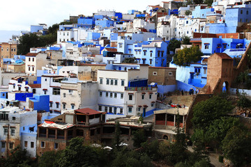 The blue city of Chefchaouen in Morocco. Architecture, views, street landscapes