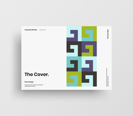 Creative business presentation vector A4 horizontal orientation front page mock up. Modern corporate report cover abstract geometric illustration design layout. Company identity brochure template.