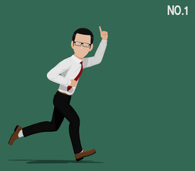 A businessman is showing , he is number one.