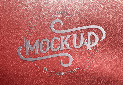 Metal-Embossed Red Leather Text Effect