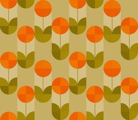 spring tulip in geometry style seamless pattern