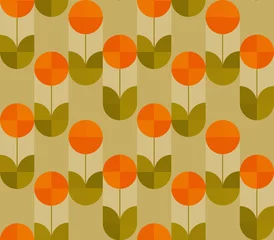 Behang lentetulp in naadloos patroon in geometrische stijl © galyna_p