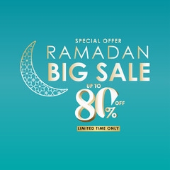 Ramadan Big Sale Special Offer up to 80% off Limited Time Only Vector Template Design Illustration