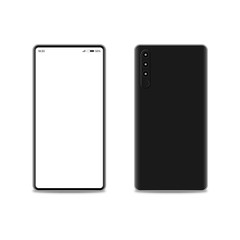 Modern mobile smartphone with thin edges. Front and back view smartphone. Layout for your design.