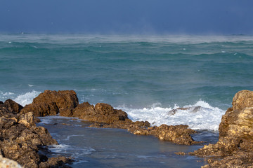 Waves and storm in the Black Sea, dramatic landscape