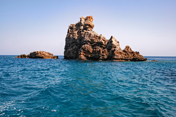 Obraz premium Stacks of the rocky coast of the island of Marettimo, in the Egadi islands in Sicily, Italy.