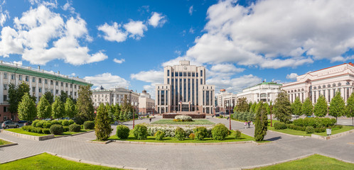 Panorama of Freedom Square in summer in Kazan