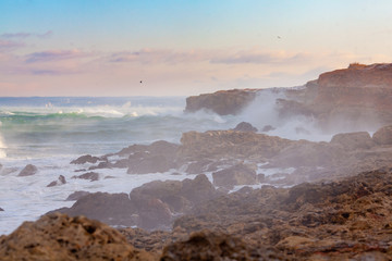 Waves and storm in the Black Sea, dramatic landscape