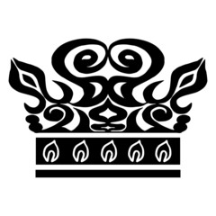 Illustration with shape of crown. Tattoo design element. Heraldry and logo concept art.