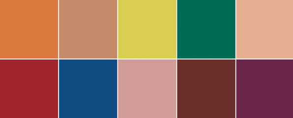 10 top color swatches from New York seasonal Color Trend Report for Autumn / WInter 2020-2021 in...