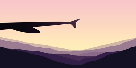 sunrise in the mountains view from the plane vector illustration EPS10