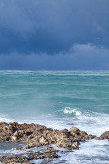 Waves and storm in the Black Sea, dramatic landscape