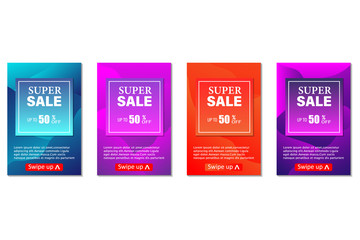 Dynamic modern liquid mobile for banner sales. Sale banner template design, Super Sale special offer set. 