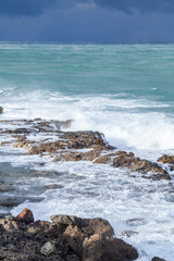 Waves and storm in the Black Sea, dramatic landscape