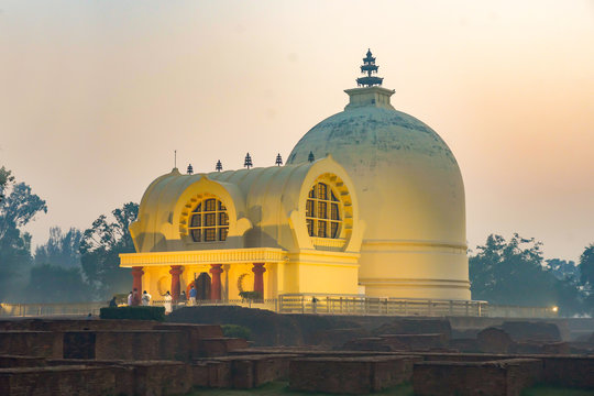 Parinirvana Stupa in Kushinagar India in the Morning. Parinirvana Stupa is the Death Place of  Gautama Buddha