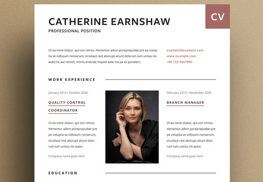 Resume with 3 Column Layout with Brown Accent