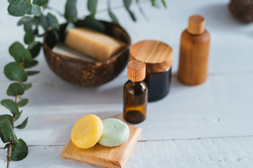 Zero waste concept. Plastic free hygiene essentials.