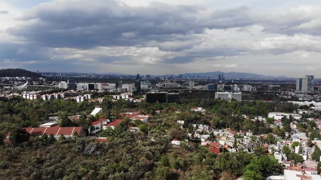 Aerial view of southern Mexico City and part of the Tlalpan forest
