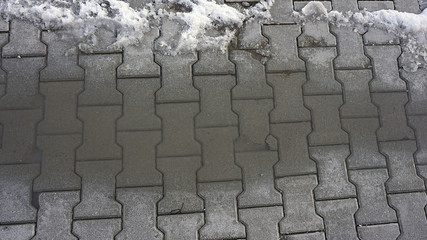 Cold and ice in winter, transportation difficulties in winter,city life in winter conditions,