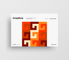 Creative business presentation vector A4 horizontal orientation front page mock up. Modern corporate report cover abstract geometric illustration design layout. Company identity brochure template.
