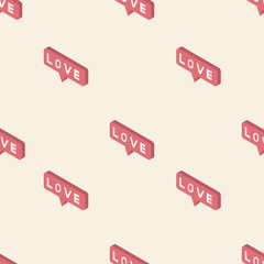 Notifications love icon pattern. Isometric Love signboard texture. February 14, Social Media. 3d design Vector eps 10