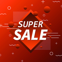 Super sale discount banner geometric promotion template